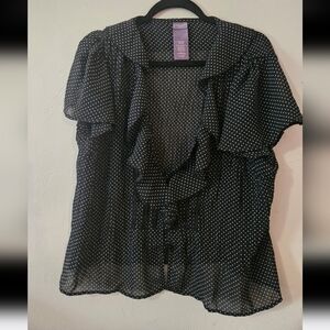Laura Scott Black and White Polka Dot Blouse